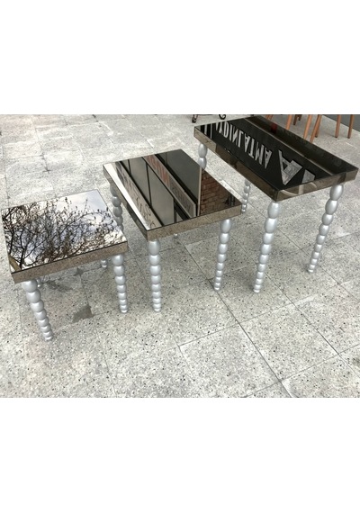 Zigon Sehpa Elma Model Beyaz Parlak Beyaz Lake Ahşap Kayın Torna (378356750)