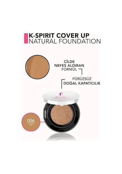 Flormar K-Spirit Cover Up Yüksek Kapatıcı & Uzun Süre Kalıcı Doğal Bitişli Fondöten 006 Oat