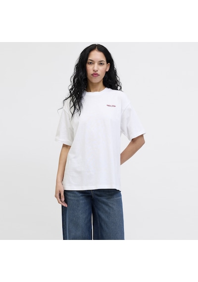 Jack & Jones Kadin Sirt Baskili Bol Kalip Tisört - Millow - 12297856 - 1 Beyaz