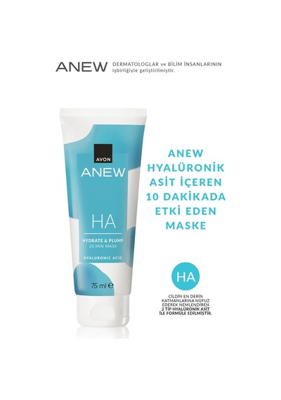 Anew Ha Nemlendirici Ve Dolgun Görünüm Veren 10 Dakikalık Yüz Maskesi 75 Ml.