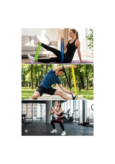 5'li Direnç Bandı Seti, Pilates Ve Fitness İçin, Dayanıklı Açık Bej