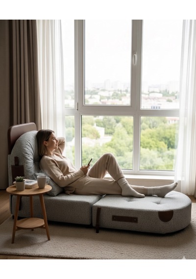 Viscolog Comfort Yeni Nesil Bohem Tekli Koltuk,legom Yataklı Katlanır Berjer,yer Yatağı, Modüler,65x75 85cm Düz Gri