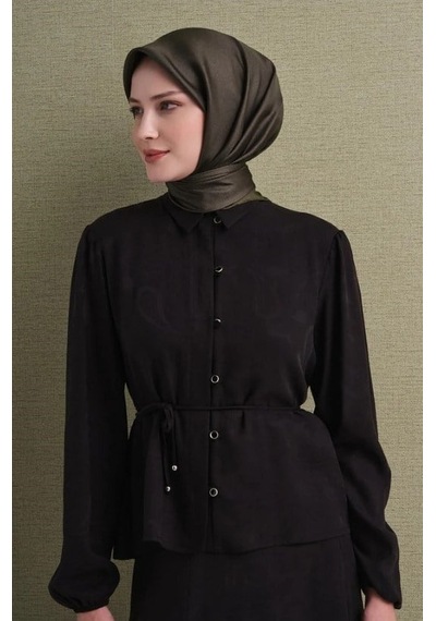 Armine İpek Eşarp 2027 Kış - 9601-87 Koyu Haki Twill