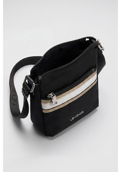 Levidor Orta Boy Unisex Tasarım Postacı Omuz Çantası Siyah