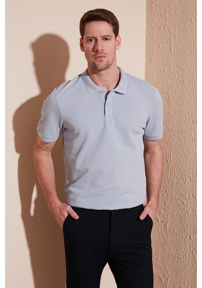 Buratti Regular Fit Pamuklu Düğmeli Erkek Polo Yaka T Shirt 5902326 Açık Gri
