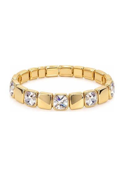 Les Petites Mains Kristal Görünümlü Zirkon Taşlı Gold Lastikli Bileklik Gümüş