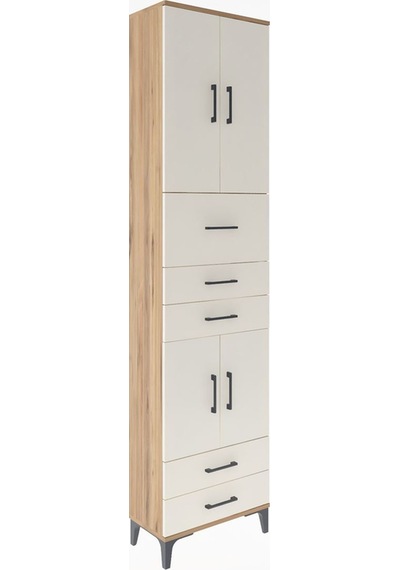 Arges Dolap 4 Raflı 5 Çekmeceli 4 Kapaklı 60x30x243 Çam-aytaşı Çam