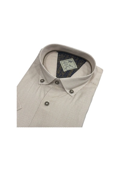 Eren Style Linen Keten Klasik %100 Cotton Kısa Kollu Terletmeyen Gömlek Krem