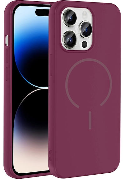 Apple Uyumlu iPhone 14 Pro Max Kılıf M-safe Şarj Özellikli Mkst Meta Kapak - Mürdüm Mürdüm