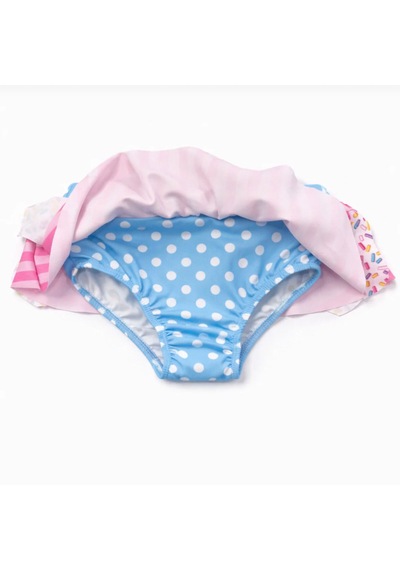Nurbebe Dondurma Desenli Kız Çocuk Bikini Takımı Pembe