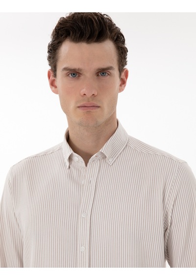 Pierre Cardin Erkek Bej Gömlek Desenli 50301583-vr011 Bej