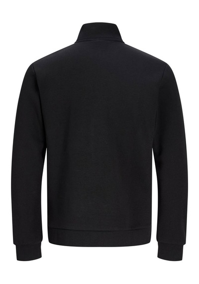 Jack & Jones Dik Yaka Yarım Fermuarlı Logo Baskılı Siyah Erkek Sweatshirt 12299799