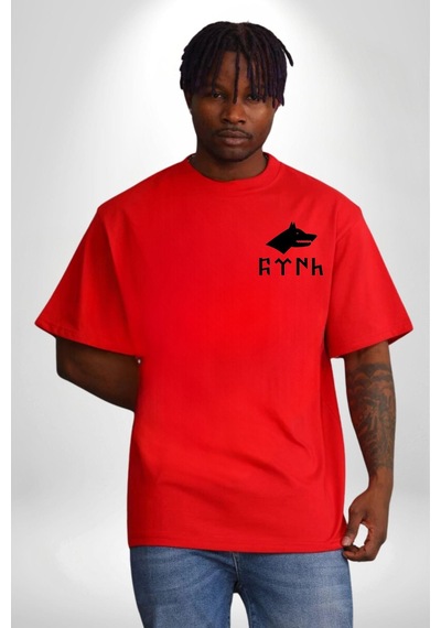 Atatürk İmzalı Türk Logo Kırmızı Oversize Unisex Ön Ve Sırt Baskılı Tişört Kırmızı