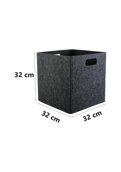 Dolap İçi Düzenleyici 1 Adet Organizer 3mm Keçe 32x32x32 Cm Çok Amaçlı Keçe Kutu Antrasit