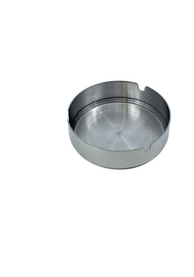 Paslanmaz Çelik Yuvarlak Metal Küllük - Lüks Fırçalanmış Tasarım 10 Cm