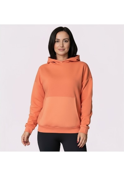 Oversize Kanguru Cepli Kapüşonlu Sweatshirt Turuncu