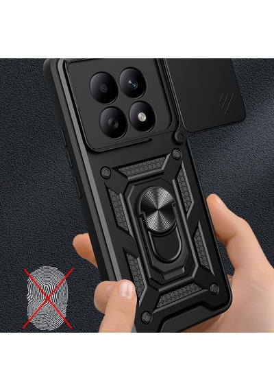 Maks Technology Redmi Note 15 4g Kılıf Magnetik Standlı Kamera Korumalı Mkst Sürgülü Vega Kapak - Siyah
