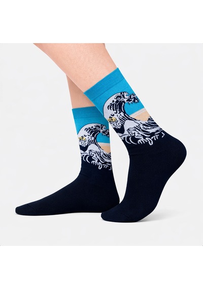 Carnaval Socks Kanagawa Dalga Art Desenli Renkli Çorap Çok Renkli
