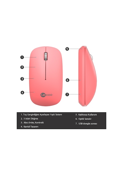 Lecoo WS214 Kablosuz 1200DPI 3 Tuşlu Optik Mouse