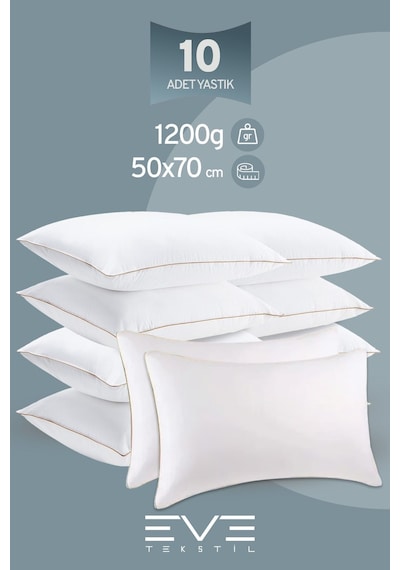 Eve Tekstil 10 Adet Yellow Dream Serisi Fermuarlı Antialerjik Silikon Elyaf Dolgulu Yastık 50x70cm 1200gr
