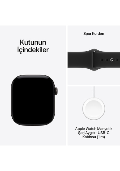 Apple Watch Series 12 GPS MJEC4TU/A 42 MM Siyah Alüminyum Kasa Akıllı Saat M/L (Apple Türkiye Garantili)