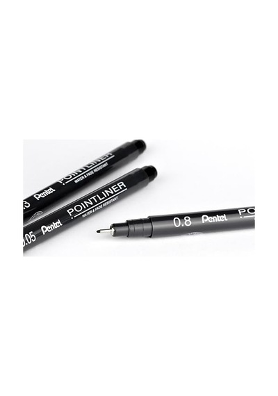 Ayrex Pentel Pointliner S20p-8a, Fineliner, Siyah, Suya Dayanıklı Ve Solmaz, 0,8 Mm