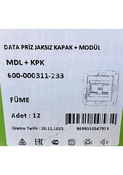 OVİVO Grano Füme Data Prizi Ethernet Priz Cat6 Priz Çerçevesizdir Jaksızdır