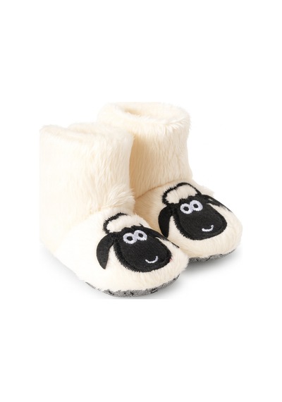 Pufien Çocuk Panduf, Bebek Ev Botu, Hayvan Desenli Sevimli Nakışlı Bebek Panduf - Kuzu Çok Renkli
