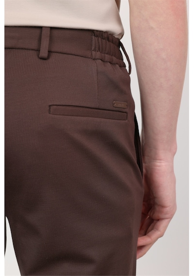İmza Kahverengi Yan Cep Kendinden Desenli Örme Jogger Slim Fit Esnek Pantolon 1003260174