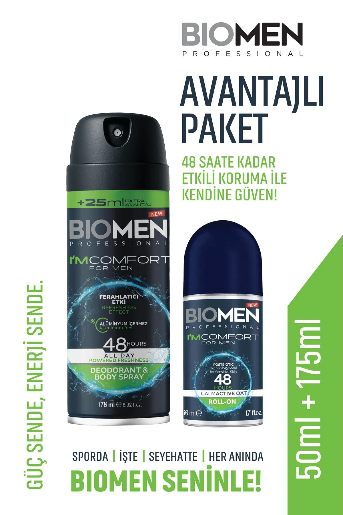 Roll-on For Men Ferahlatıcı Etki I'm Comfort 50 Ml & Body Sprey For Men Ferahlatıcı Etki I'm Comfort 175 Ml