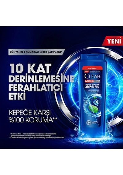 Clear Men Şampuan Cool Sport Menthol 600 Ml X 3 Adet