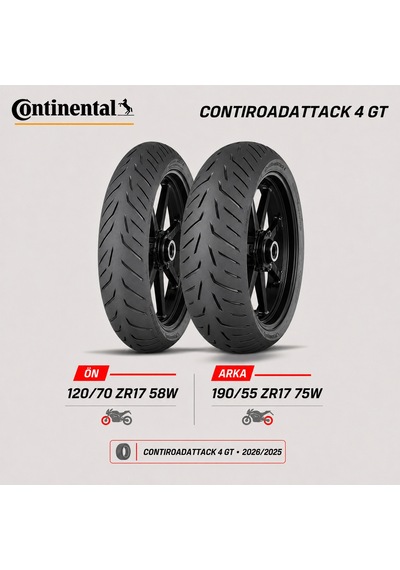 Continental Contiroadattack 4 Gt 120/70 Zr17 58w - 190/55 Zr17 75w Ön Arka Motosiklet Lastik Takımı 2026/2025