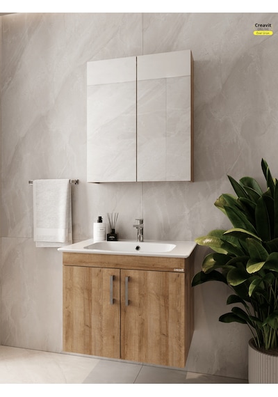 E10 65 Cm Everest Kapaklı Lavabo Dolabı İkili Set
