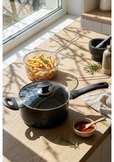 Acar Granit Fritöz Tencere 22 Cm 10404 Siyah
