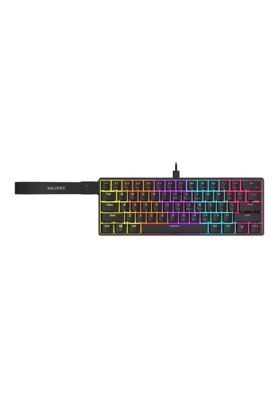 Ajazz Nk61 Red Switch Kablolu Hot-swap Klavye Rainbow Aydınlatma Taşıma Bandı Siyah