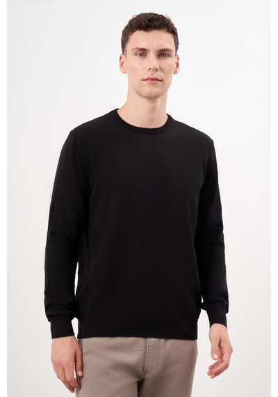 Morven Erkek Siyah Basic Bisiklet Yaka Dynamic Fit Rahat Kesim Triko 26kc017006001 Siyah Siyah