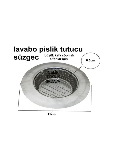 Metal Lavabo Süzgeci Büyük Boy Paslanmaz Metal Diğer