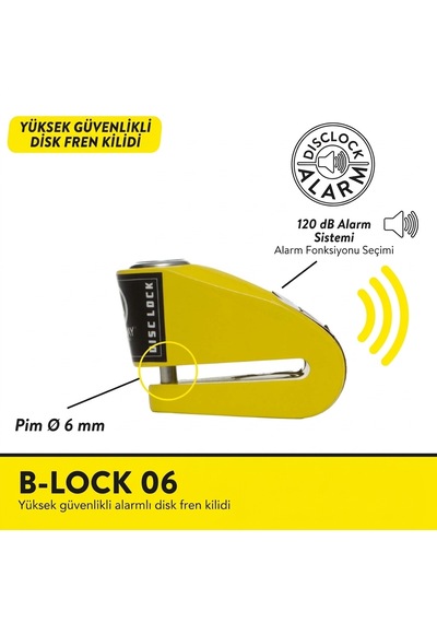 Auvray Block 06 Alarmlı Disk Kilidi 6mm 120 Desibel Motosikletiniz İçin