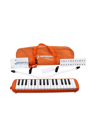 32 Tuşlu Bez Çantalı Turuncu Melodika Yedek Ağızlıklı
