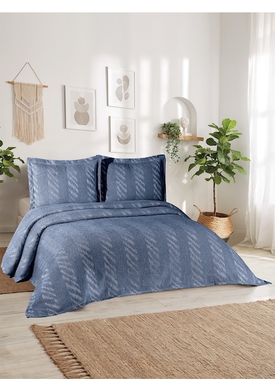 Aspen 3 Parça Çift Kişilik Pike Takımı Lacivert 240 X 260 Cm Lacivert