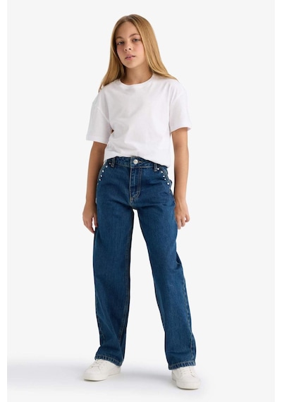 Defacto Koyu Mavi Kız Çocuk Jean Pantolon F7166a8/nm34 KOYU MAVİ