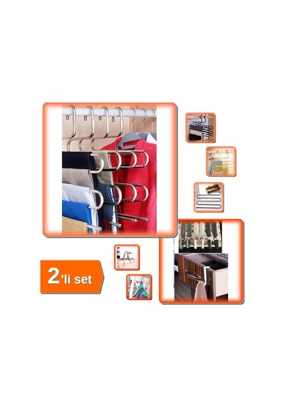 5 Katlı Pantolon Askısı + 6 Adet Çekmece Havlupan Askı Çok Amaçlı - 2li Set L4h9q9 Plastik Çok Renkl Diğer