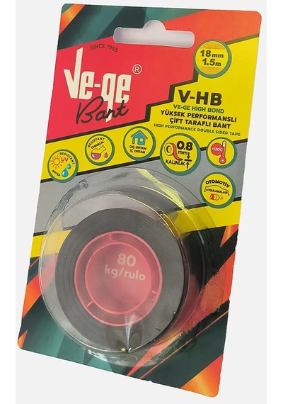 Vege 18mmx1,5m V-hb Çift Taraflı Bant 80 Kg Rulo