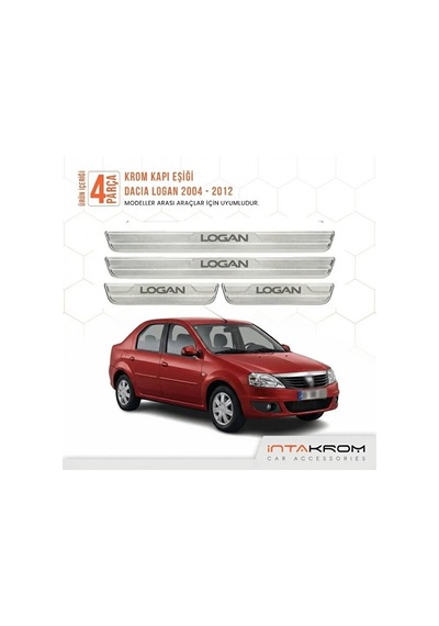 Dacia Logan 2004-2012 Uyumlu Satine Krom Kapı Koruma Eşiği 4 Prç