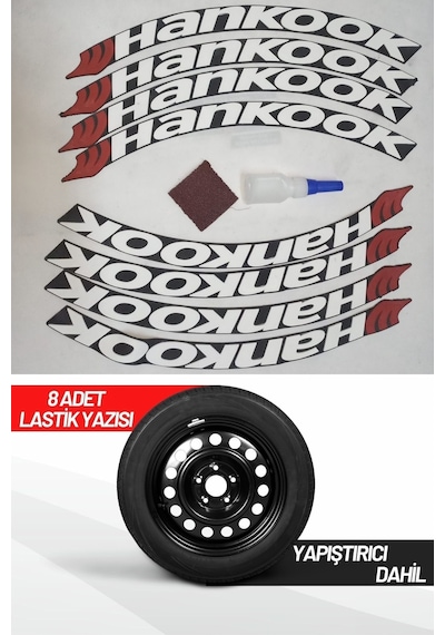Hankook Motosiklet Ve Otomobil Araç 3d Oto Lastik Yazısı Sticker Arma 8 Adet