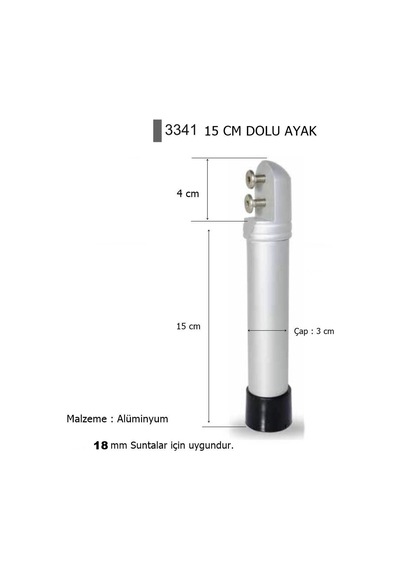 Islak Hacim 18 Mm Kompakt Kabin Dolu Ayak 15 Cm Alüminyum