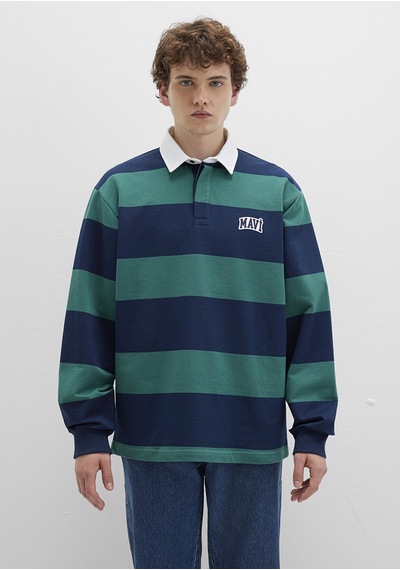 Mavi - Mavi Logo Çizgili Lacivert Sweatshirt 0s10371-70497 Lacivert