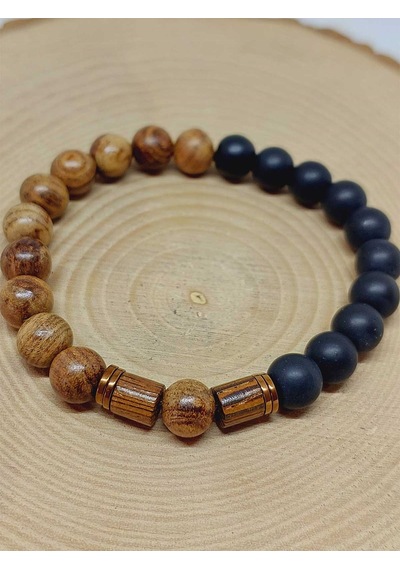 Kör Diken Ağacı & Oniks Taşı 8mm Unisex Tasarım Bileklik Hawaii M Çok Renkli