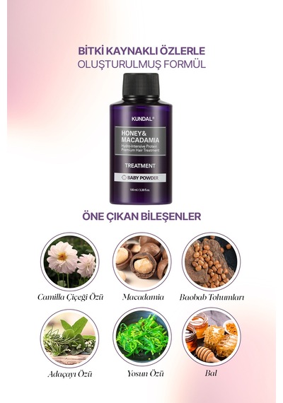 Kundal Honey & Macadamia Baby Powder Protein Destekli Besleyici Saç Kremi 100 ML