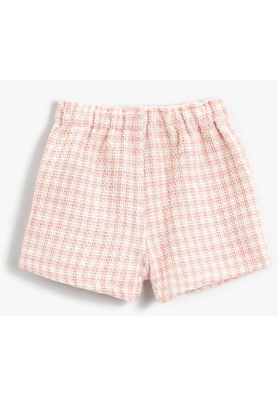 Koton Ekoseli Cep Detaylı Şort Pembe Ekose 2smg40038aw Pembe
